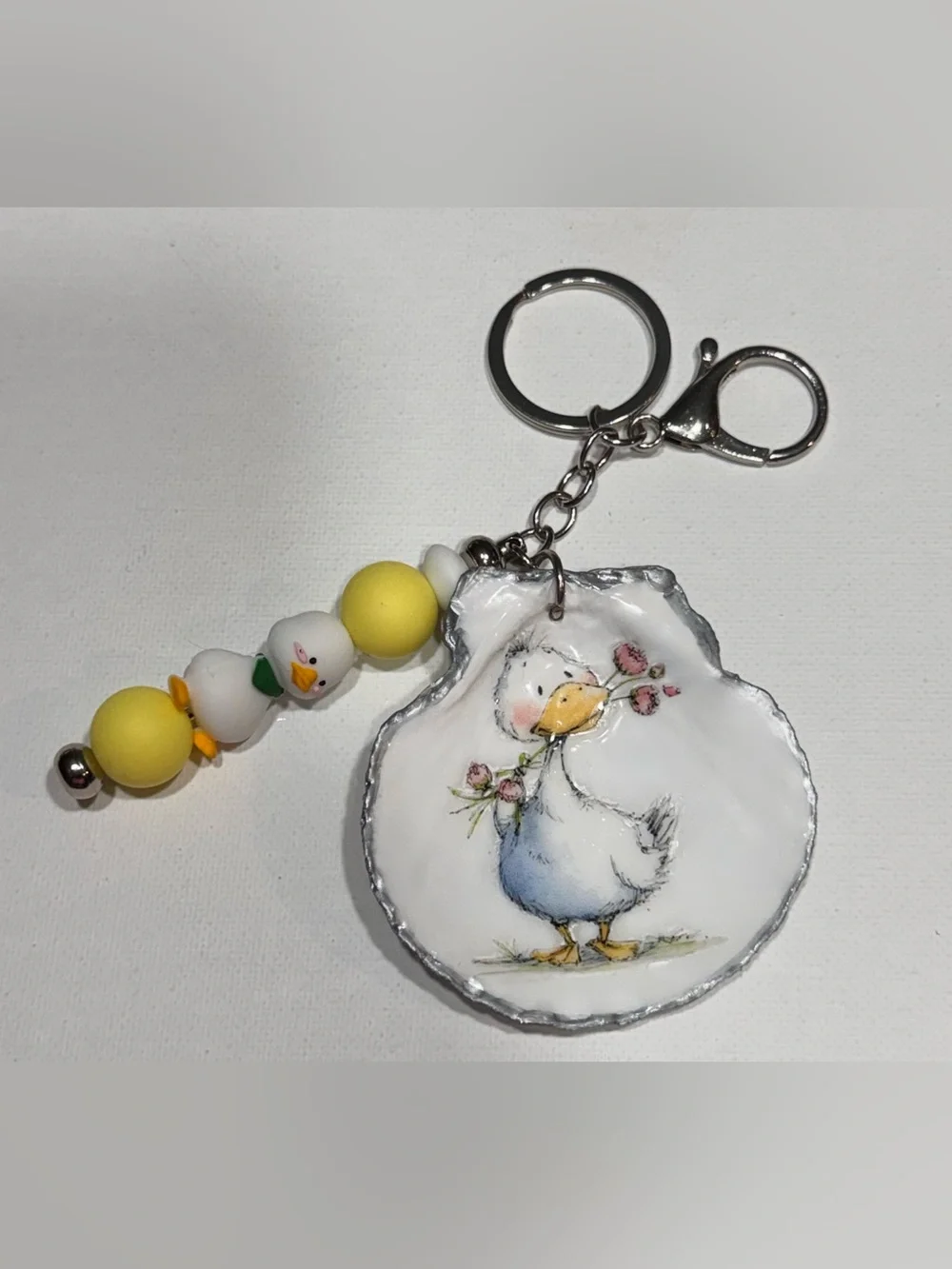 Duckling Keychain Charm - White & Yellow Cute Bird Accessory